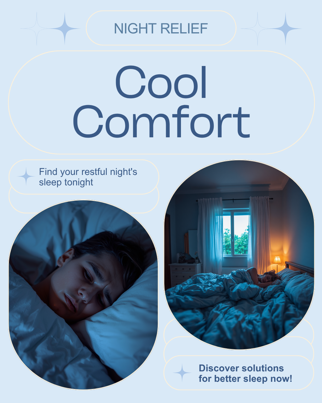 Person overheating and uncomfortable at night - the problem CoolNight solves