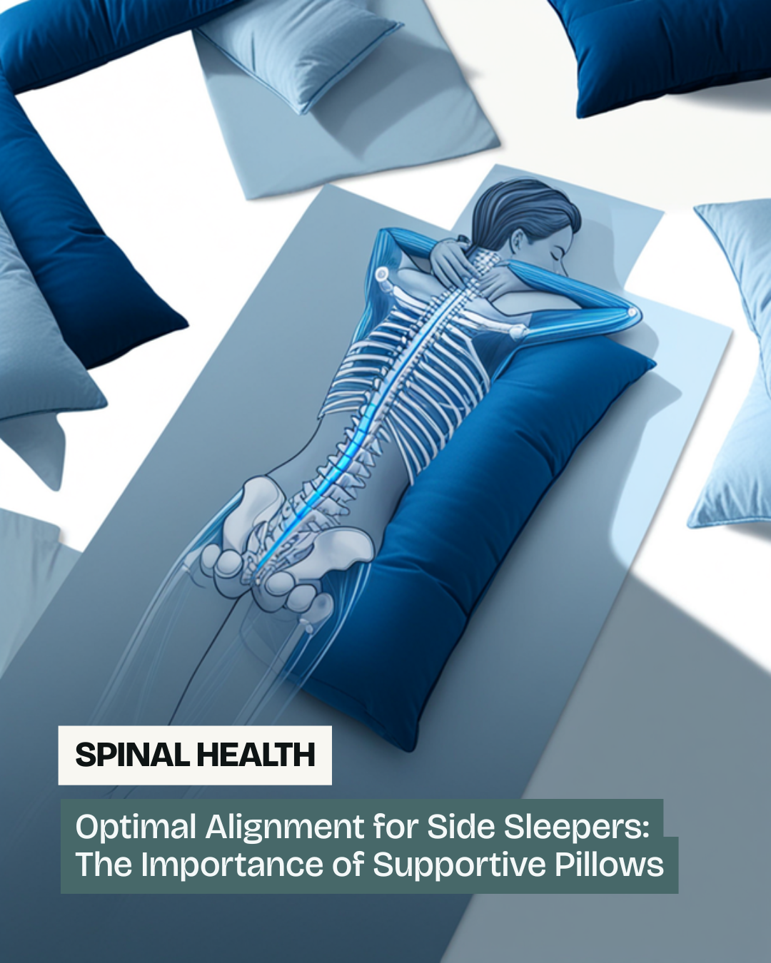 Full body spinal alignment diagram with body pillow